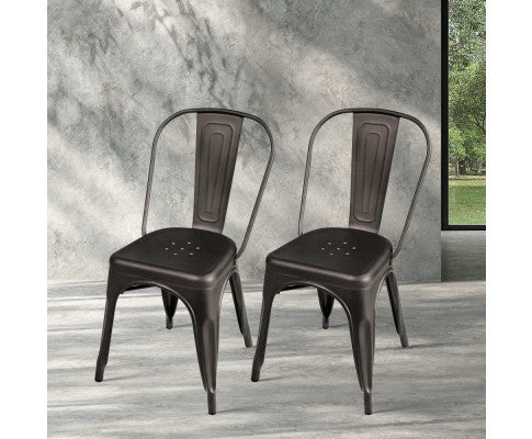 HUNTER METAL DINING CHAIR SET OF 4 - GUNMETAL