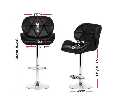 JACKSON (SET OF 4) PU LEATHER GAS LIFT BAR STOOLS - BLACK