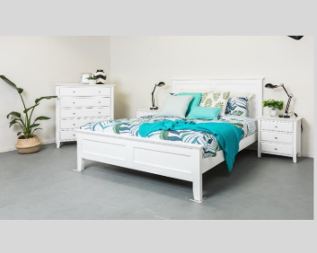 BALLINA KING 4 PIECE TALLBOY  BEDROOM - (BED WITHOUT FOOT DRAWERS) - WHITE