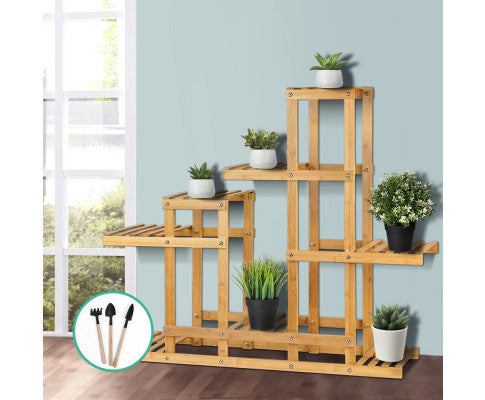 HARRIS 6-TIER SHELVING BAMBOO PLANT STAND - NATURAL