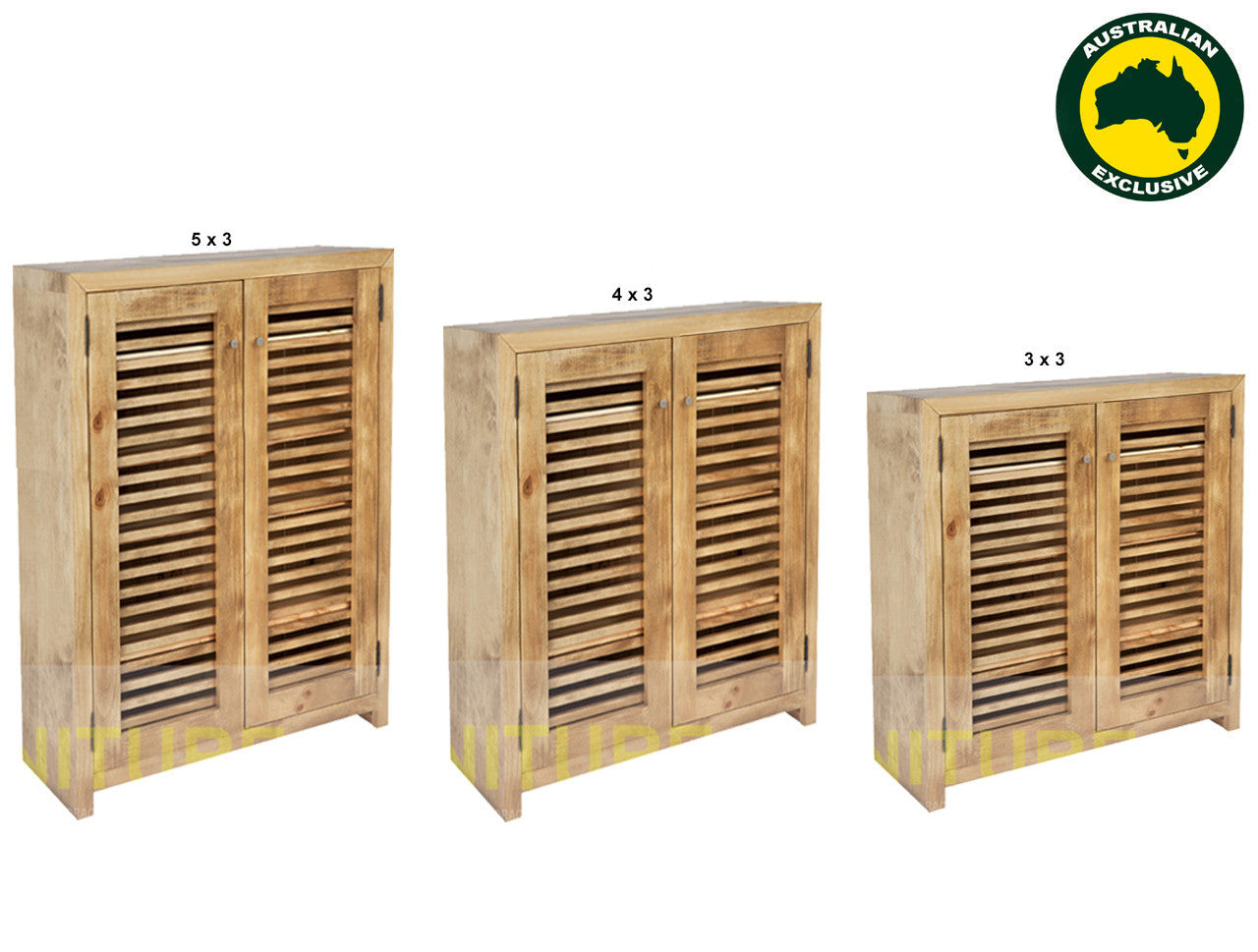 Bandy (AUSSIE MADE) Shoe Cabinet With 2 Lattice Doors Collection - Assorted Stained Colours