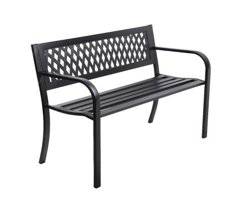 CONNAN OUTDOOR METAL BENCH WITH ARMREST - BLACK