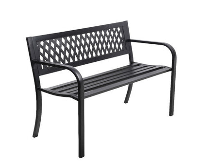 CONNAN OUTDOOR METAL BENCH WITH ARMREST - BLACK