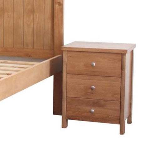 LANCASTER 3 DRAWER BEDSIDE TABLE  - (MODEL: 12-5-15) - AS PICTURED