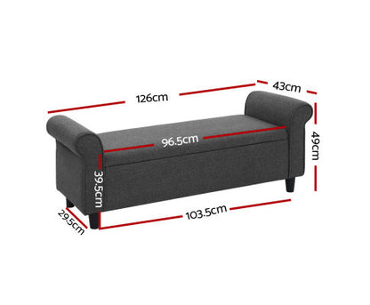 FARAMOND FABRIC BLANKET BOX OTTOMAN STORAGE - GREY