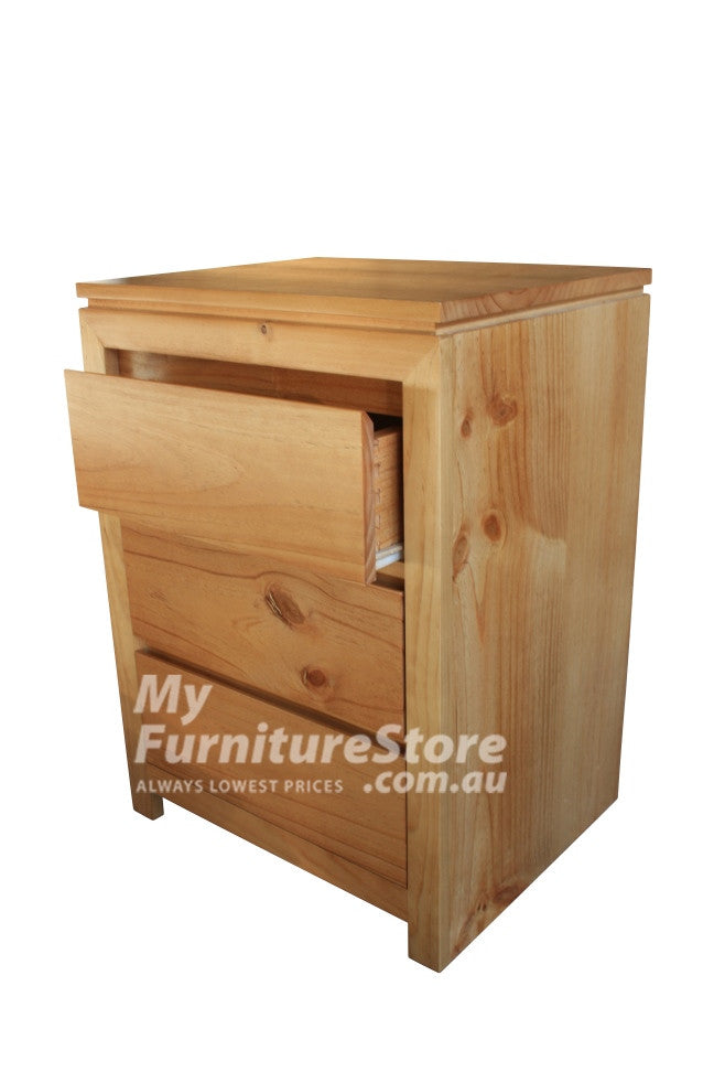 CELINE (AUSSIE MADE) FINGERGROOVE 3 DRAWER BEDSIDE TABLE  - ASSORTED COLOURS