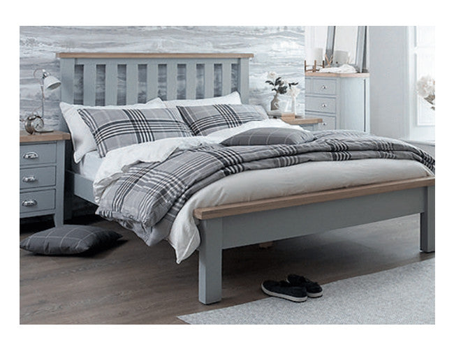 KING SPENCER 4 PIECE TALLBOY BEDROOM SUITE - GREY  / LIGHT OAK (2 TONE)