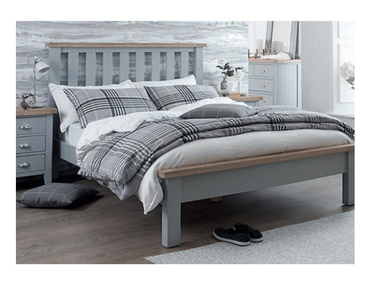 KING SPENCER 4 PIECE TALLBOY BEDROOM SUITE - GREY  / LIGHT OAK (2 TONE)