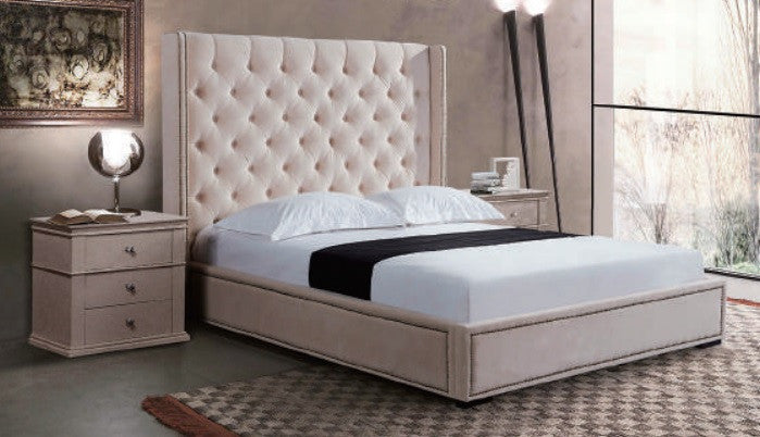 Double Aura (AUSSIE MADE) Winged Bed - Leatherette, Linen, Velvet - Assorted Colours