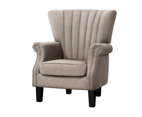 RHIANNE  FABRIC UPHOLSTERED ACCENT CHAIR -  BEIGE