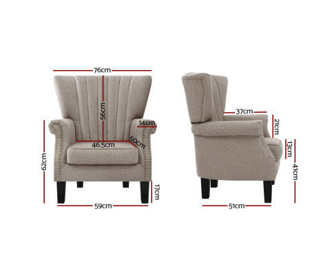 RHIANNE  FABRIC UPHOLSTERED ACCENT CHAIR -  BEIGE
