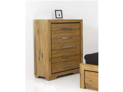 KING VERMONT 4 PIECE (TALLBOY) BEDROOM SUITE WITH 2 DRAWER BED - NATURAL