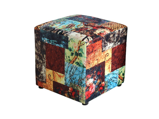 BELMONT DIGITAL PRINT VELVET OTTOMAN - AS PICTURED