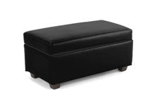 BENEDICTA MEDIUM  LEATHERETTE UPHOLSTERED OTTOMAN - 430(H) X 800(L) -BLACK