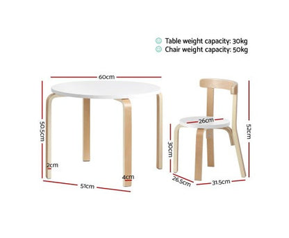 VANITY 3  PIECE KIDS DINING SET - WHITE