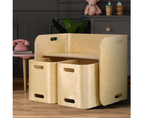 MARLON 3 PIECE KIDS TABLE & CHAIRS SET - NATURAL