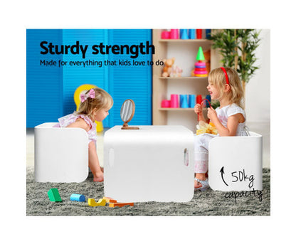 MARLON 3 PIECE KIDS TABLE & CHAIRS SET - WHITE & NATURAL