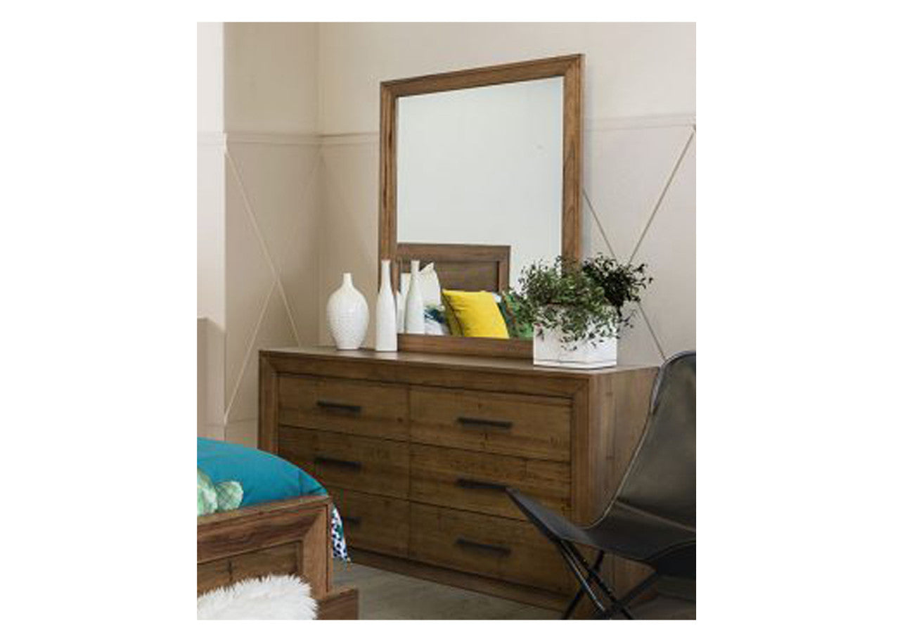 Blythe 6 Drawer Dresser With Mirror - Wormy Oak