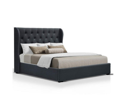 DOUBLE JACOB FABRIC GAS-LIFT STORAGE BED - CHARCOAL