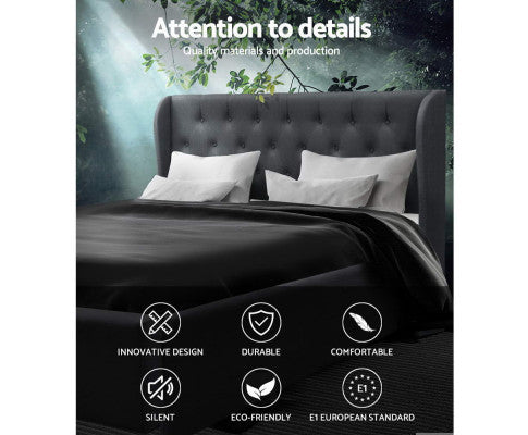 QUEEN ISSA FABRIC GAS LIFT BED - CHARCOAL