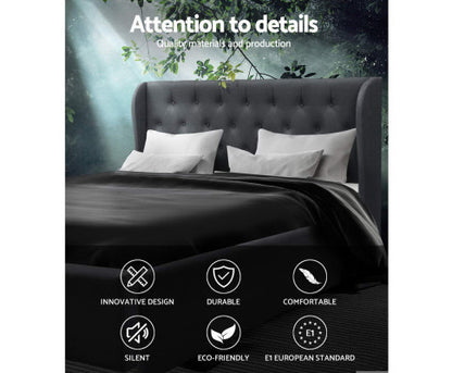 QUEEN ISSA FABRIC GAS LIFT BED - CHARCOAL