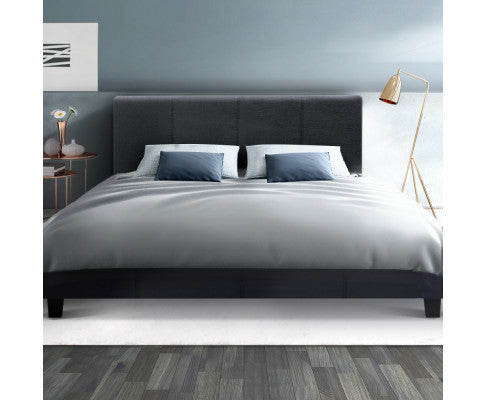 QUEEN NEO FABRIC BED - CHARCOAL