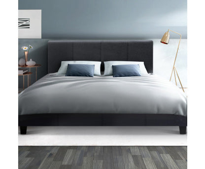 QUEEN NEO FABRIC BED - CHARCOAL
