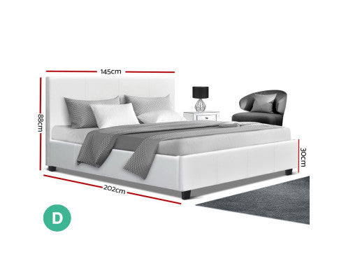 DOUBLE NEO LEATHERETTE BED - WHITE