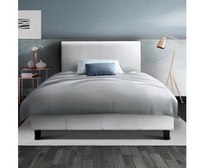 KING SINGLE NEO LEATHERETTE BED - WHITE