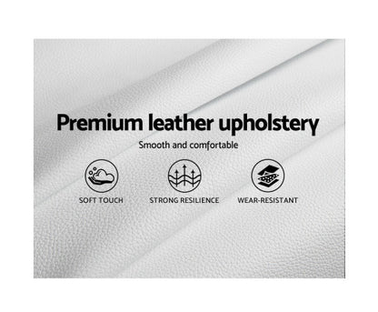 KING SINGLE NEO LEATHERETTE BED - WHITE