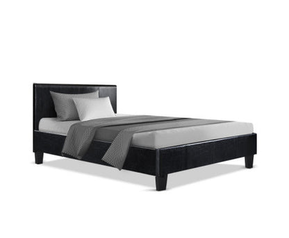 SINGLE NEO PU LEATHER BED - BLACK