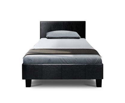 SINGLE NEO PU LEATHER BED - BLACK