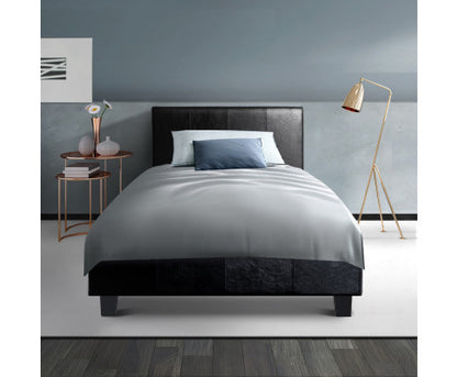 SINGLE NEO PU LEATHER BED - BLACK