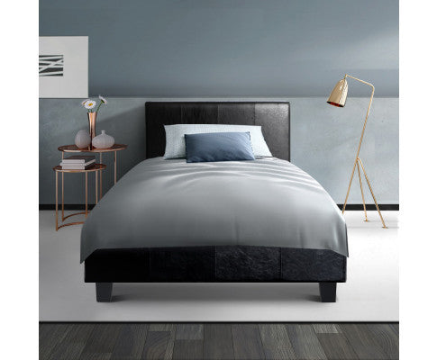 SINGLE NEO PU LEATHER BED - BLACK
