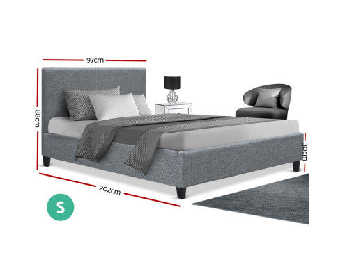 SINGLE NEO  FABRIC BED FRAME - GREY