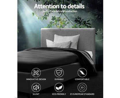 KING SINGLE NINO LINEN FABRIC GAS LIFT BED FRAME - GREY