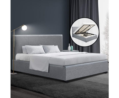 QUEEN NINO GAS LIFT FABRIC BED - GREY