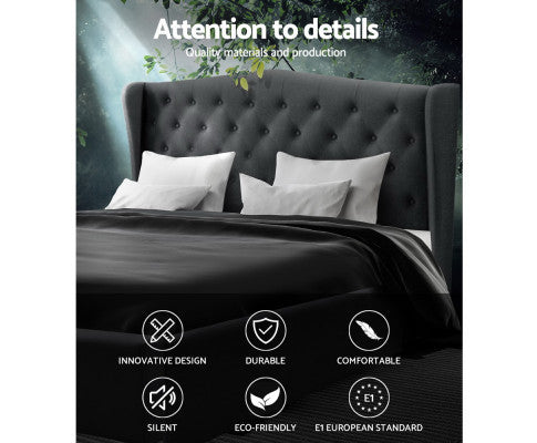 QUEEN WILSON LINEN FABRIC BED - CHARCOAL