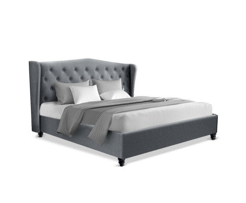 KING CHERINA FABRIC BED - GREY