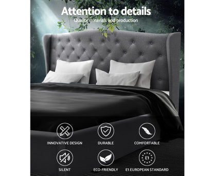 KING CHERINA FABRIC BED - GREY