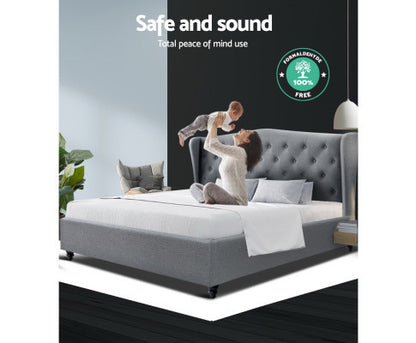 KING CHERINA FABRIC BED - GREY