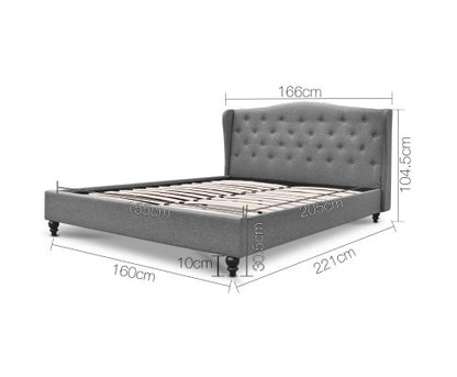 QUEEN CHERINA FABRIC BED - GREY