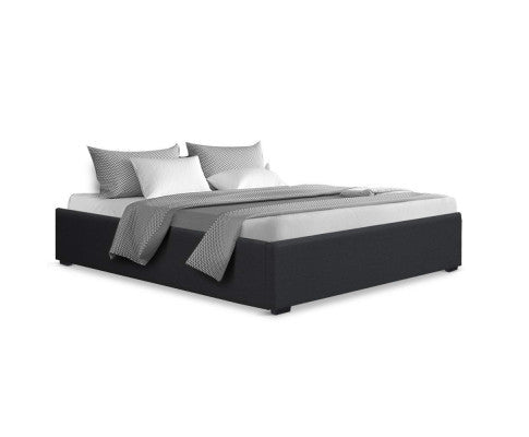 QUEEN ARMANI FABRIC BED WITH GAS LIFT - CHARCOAL