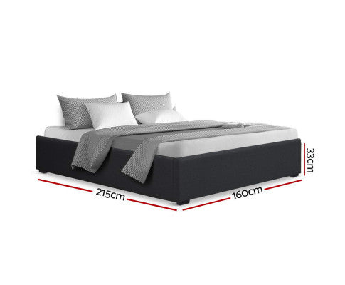 QUEEN ARMANI FABRIC BED WITH GAS LIFT - CHARCOAL