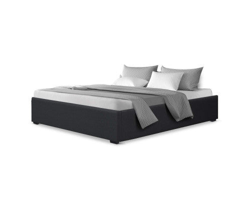 QUEEN ARMANI FABRIC BED WITH GAS LIFT - CHARCOAL
