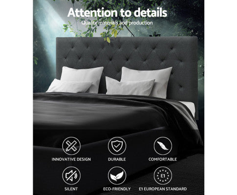 QUEEN KELLY FABRIC BED FRAME - CHARCOAL