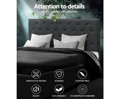 QUEEN KELLY FABRIC BED FRAME - CHARCOAL