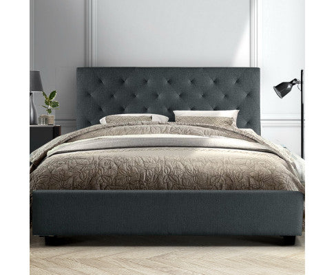 QUEEN KELLY FABRIC BED FRAME - CHARCOAL