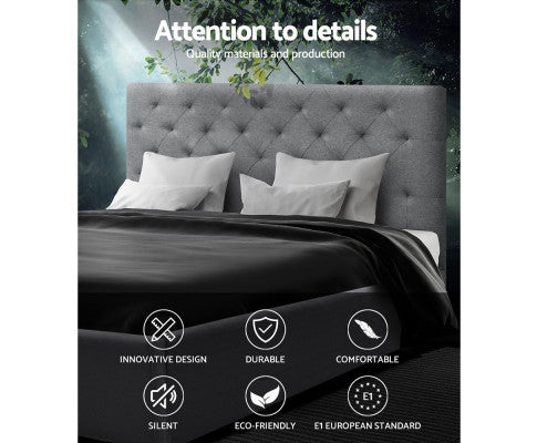 QUEEN KELLY FABRIC BED - DARK GREY