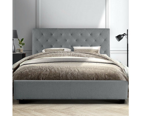 QUEEN KELLY FABRIC BED - DARK GREY
